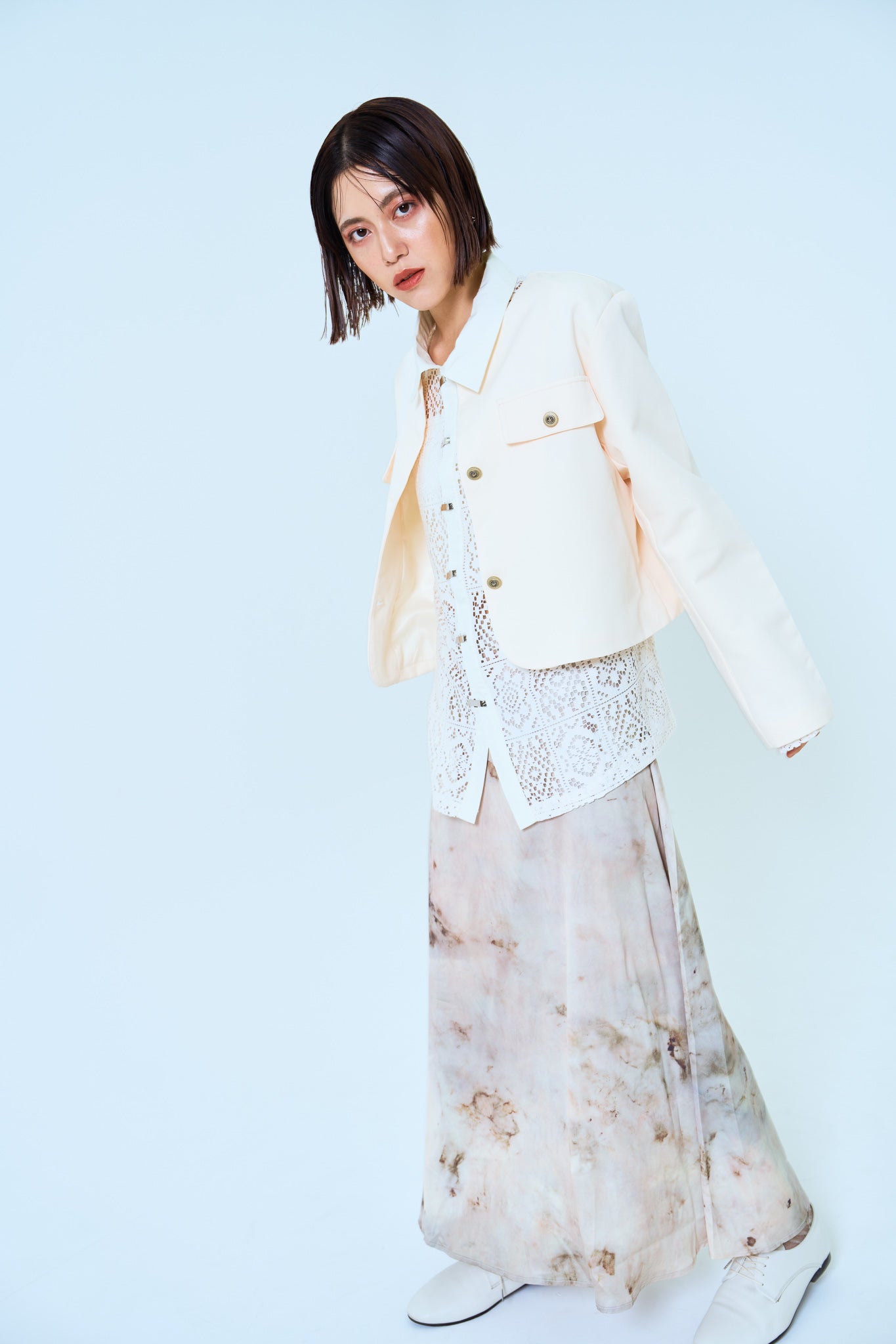 ノーカラーショートジャケット CPA42143