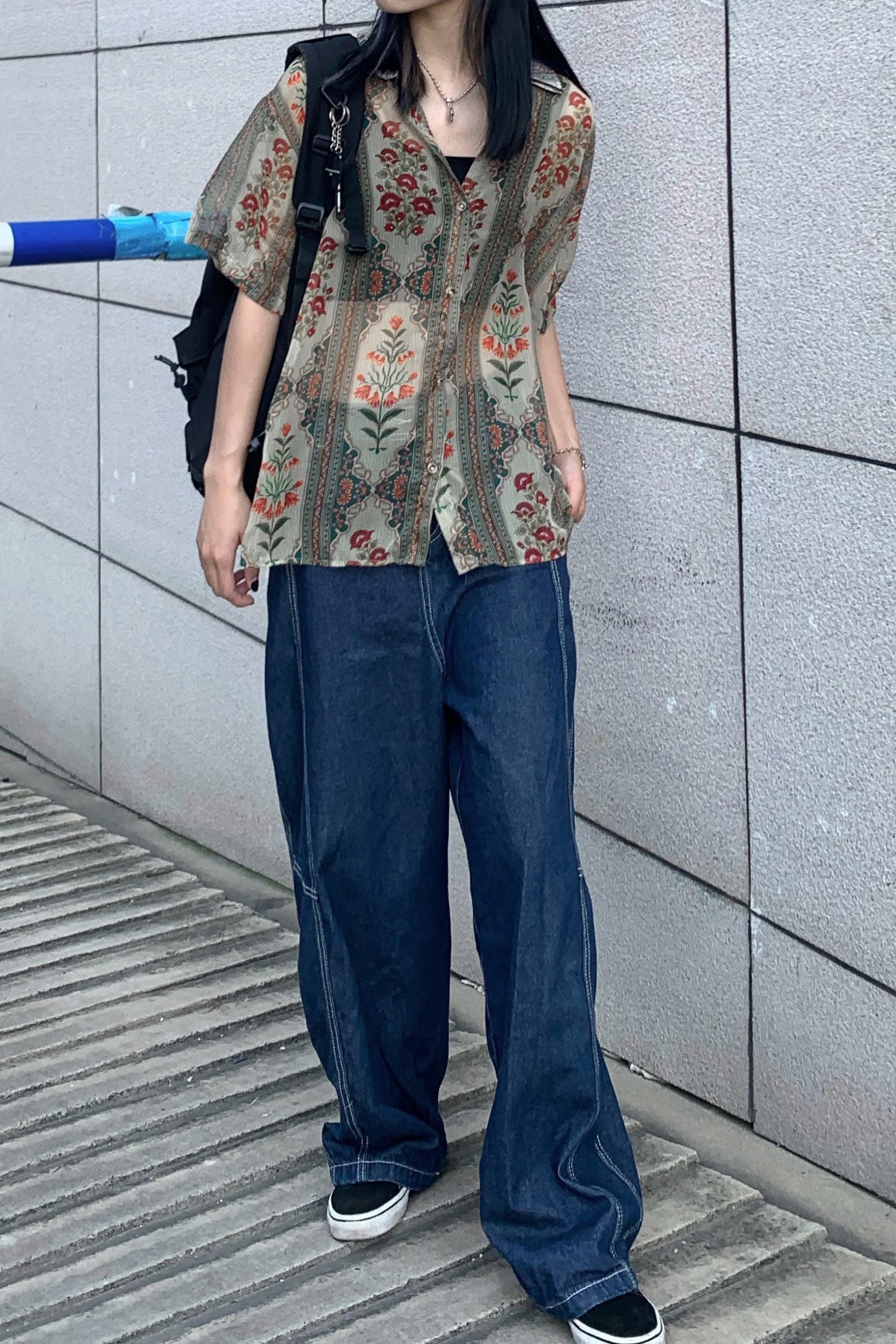 シースルーレトロフラワーシャツ DAA03135