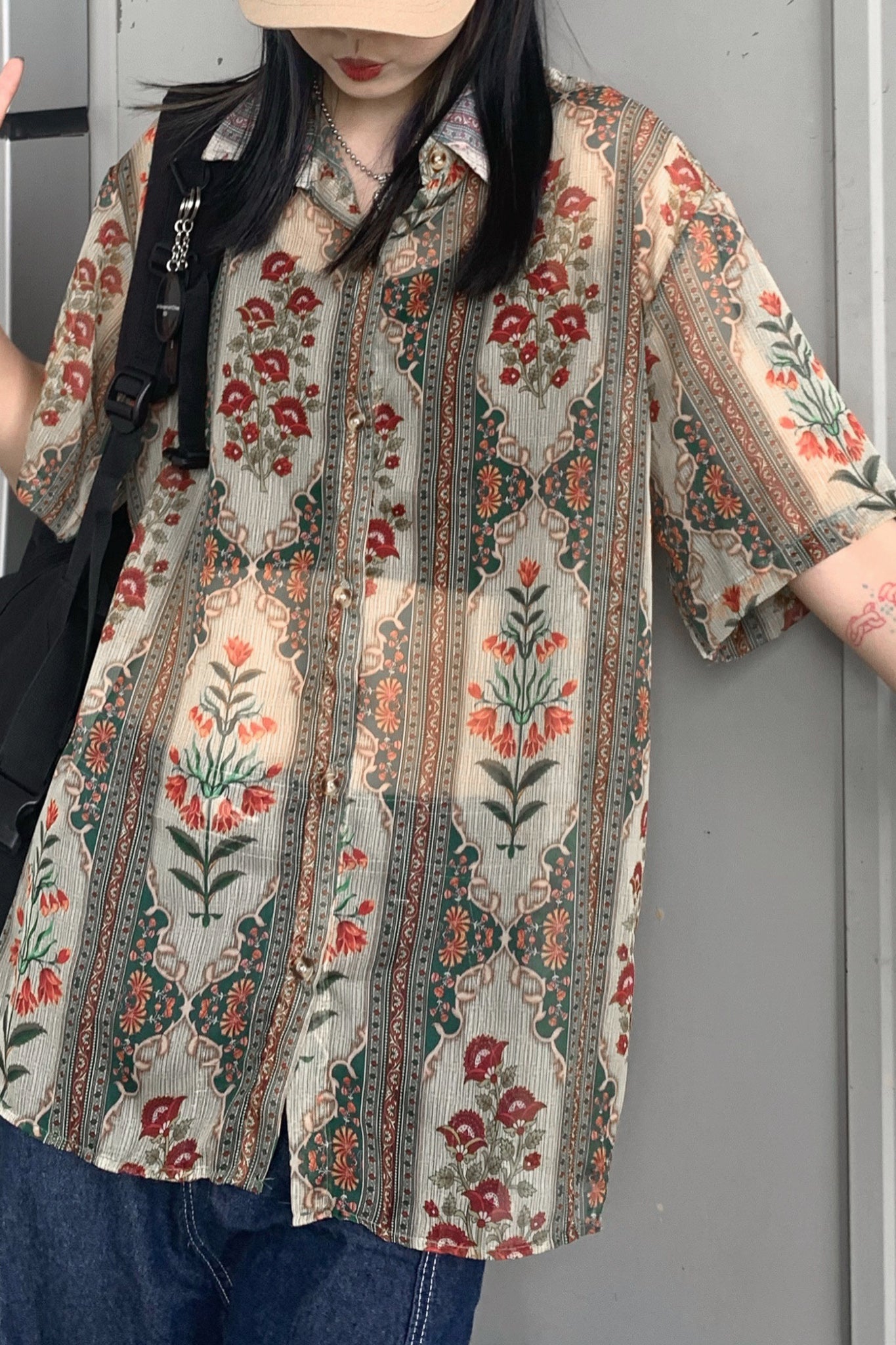 シースルーレトロフラワーシャツ DAA03135