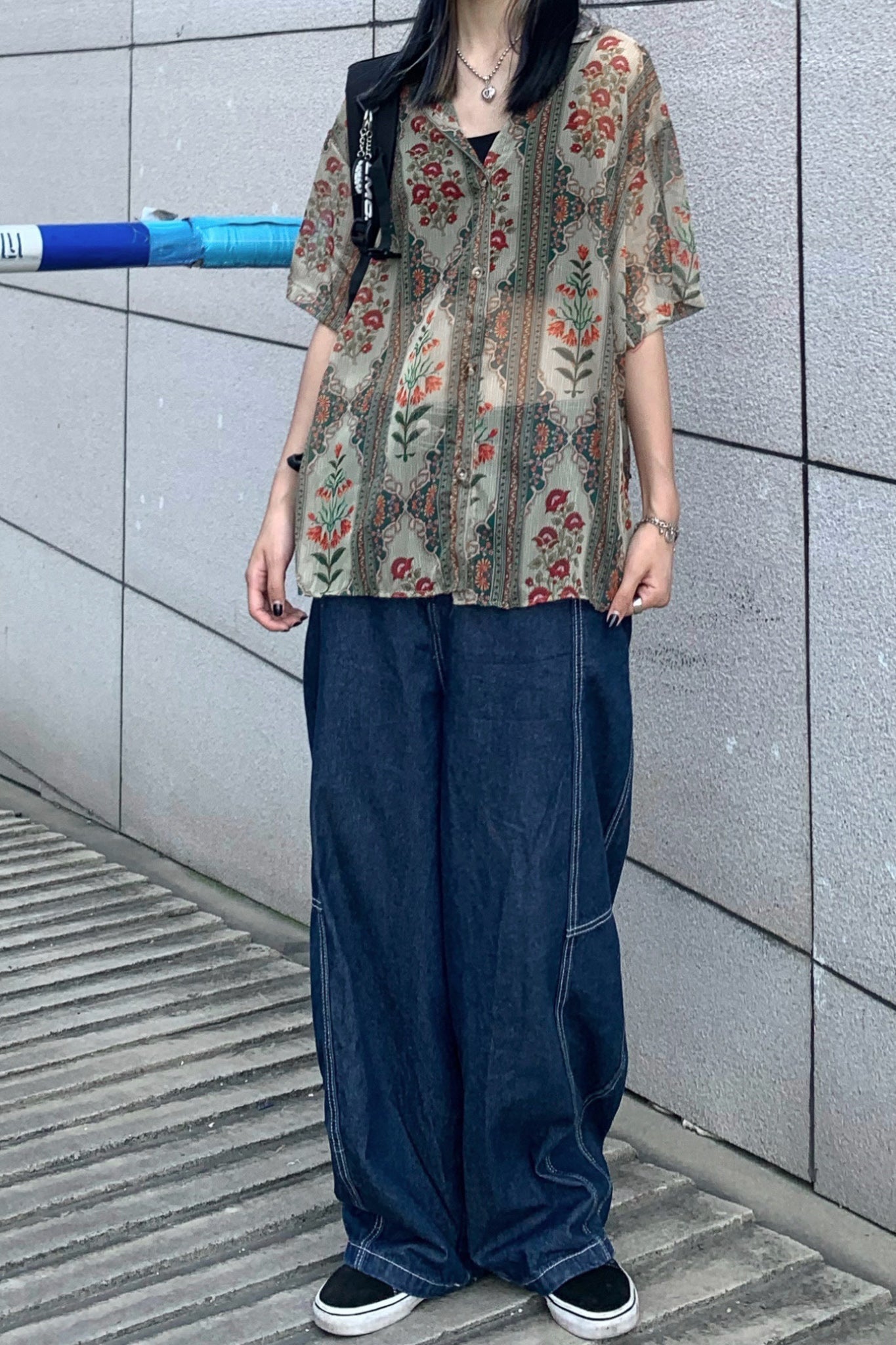 シースルーレトロフラワーシャツ DAA03135