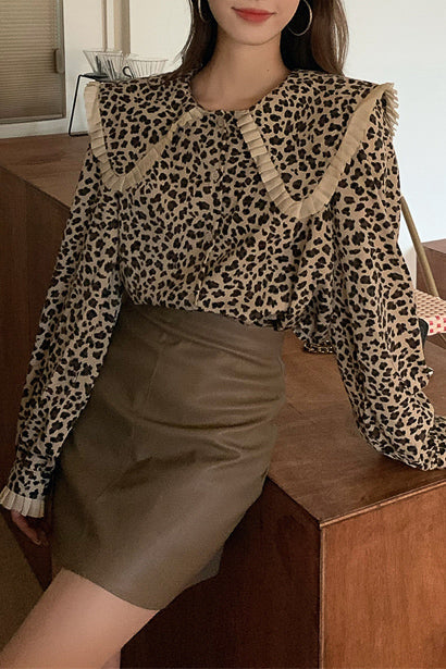 ビッグカラーレオパードブラウス DPB71234