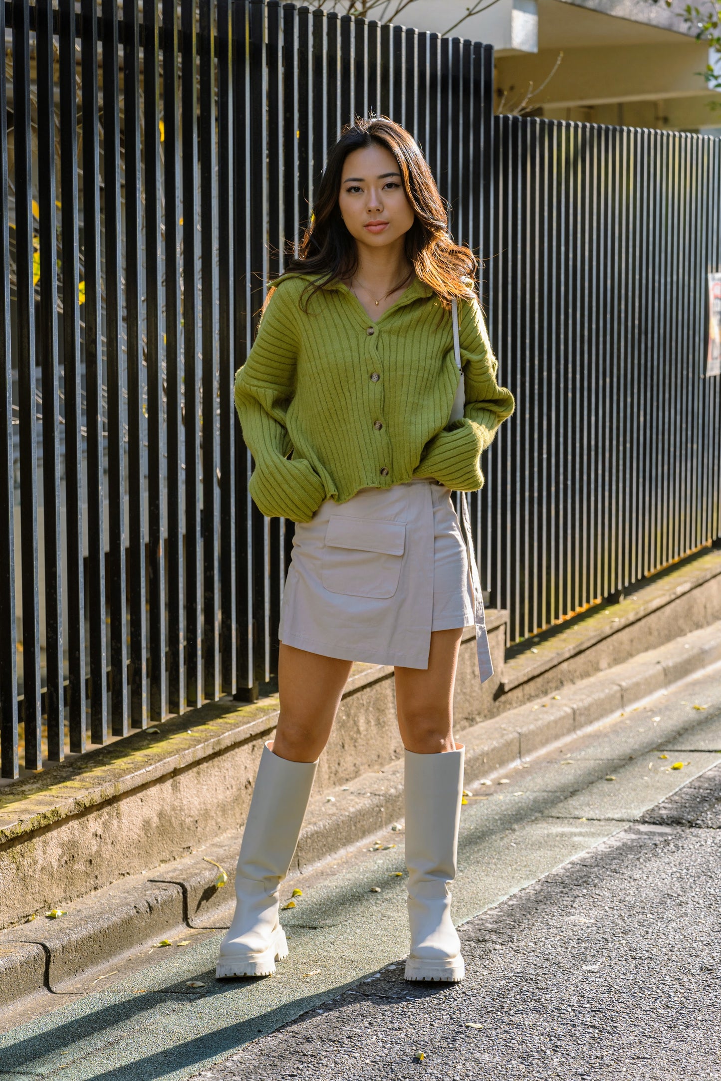 グリーンニットカーディガン DPA94058