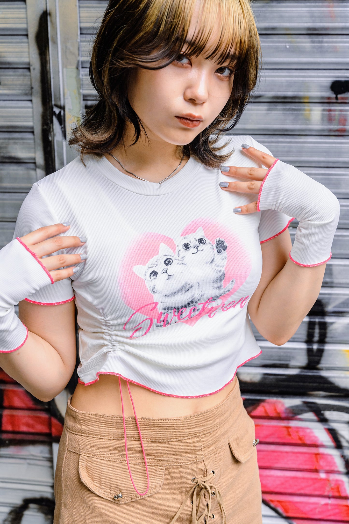 キャットクロップドTシャツ DPA20141