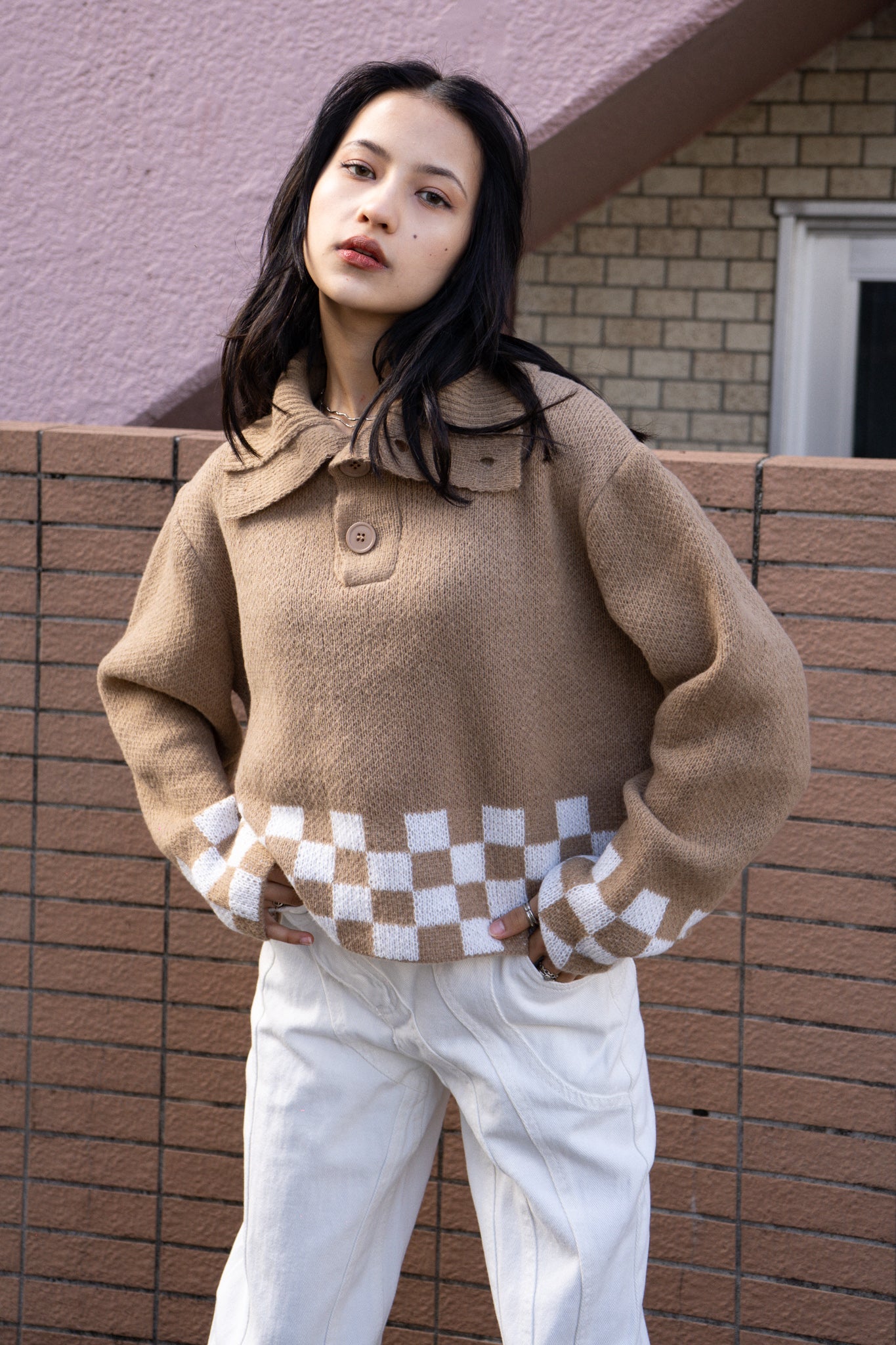 チェッカーボタンニット DAA03761