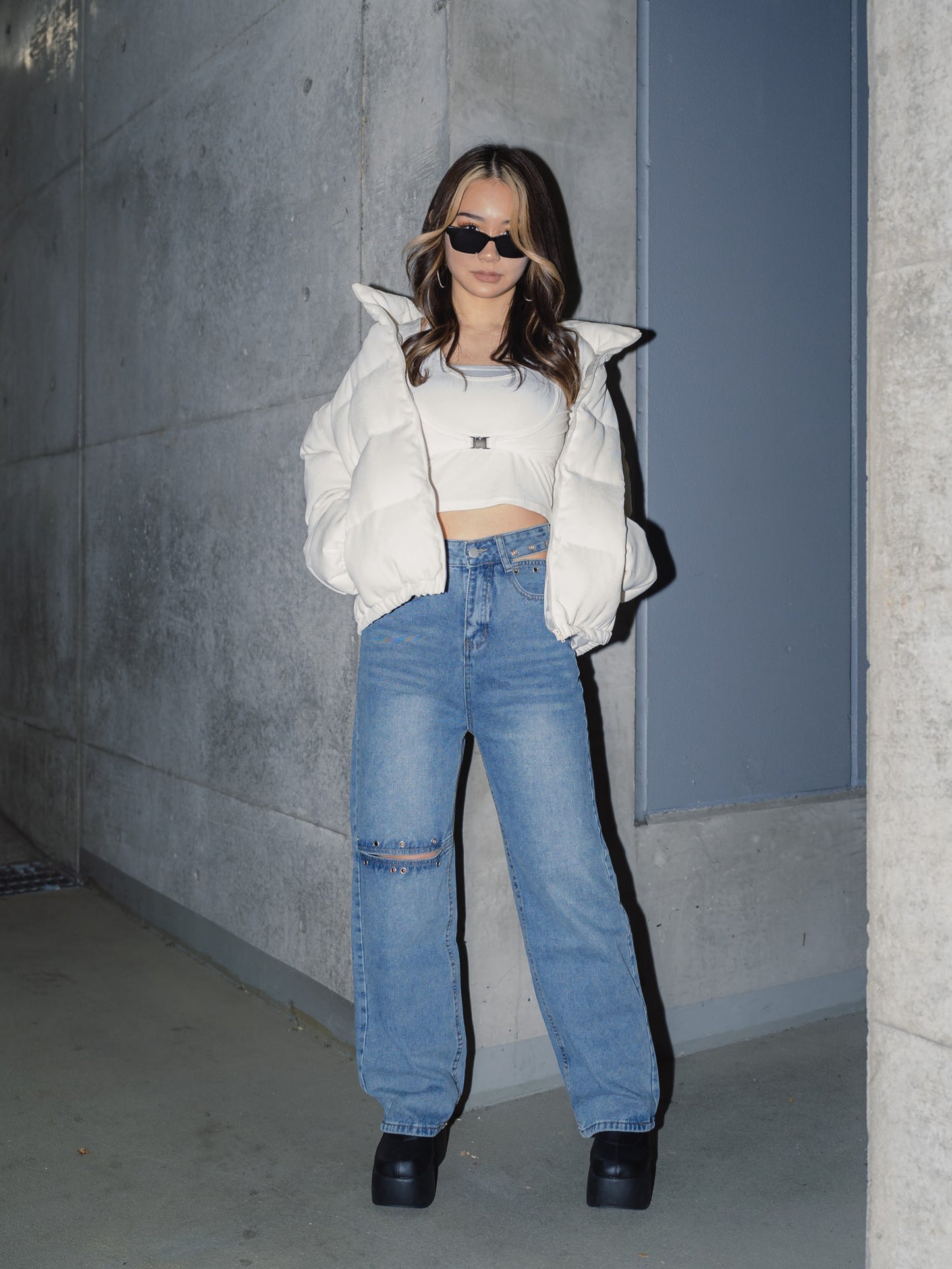 ウエストカットデニムパンツ DPB22082