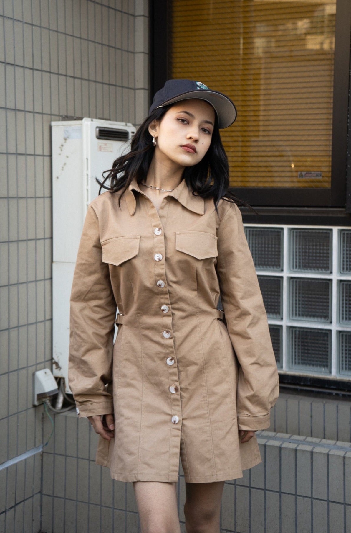 カーキシャツワンピース DAA03748