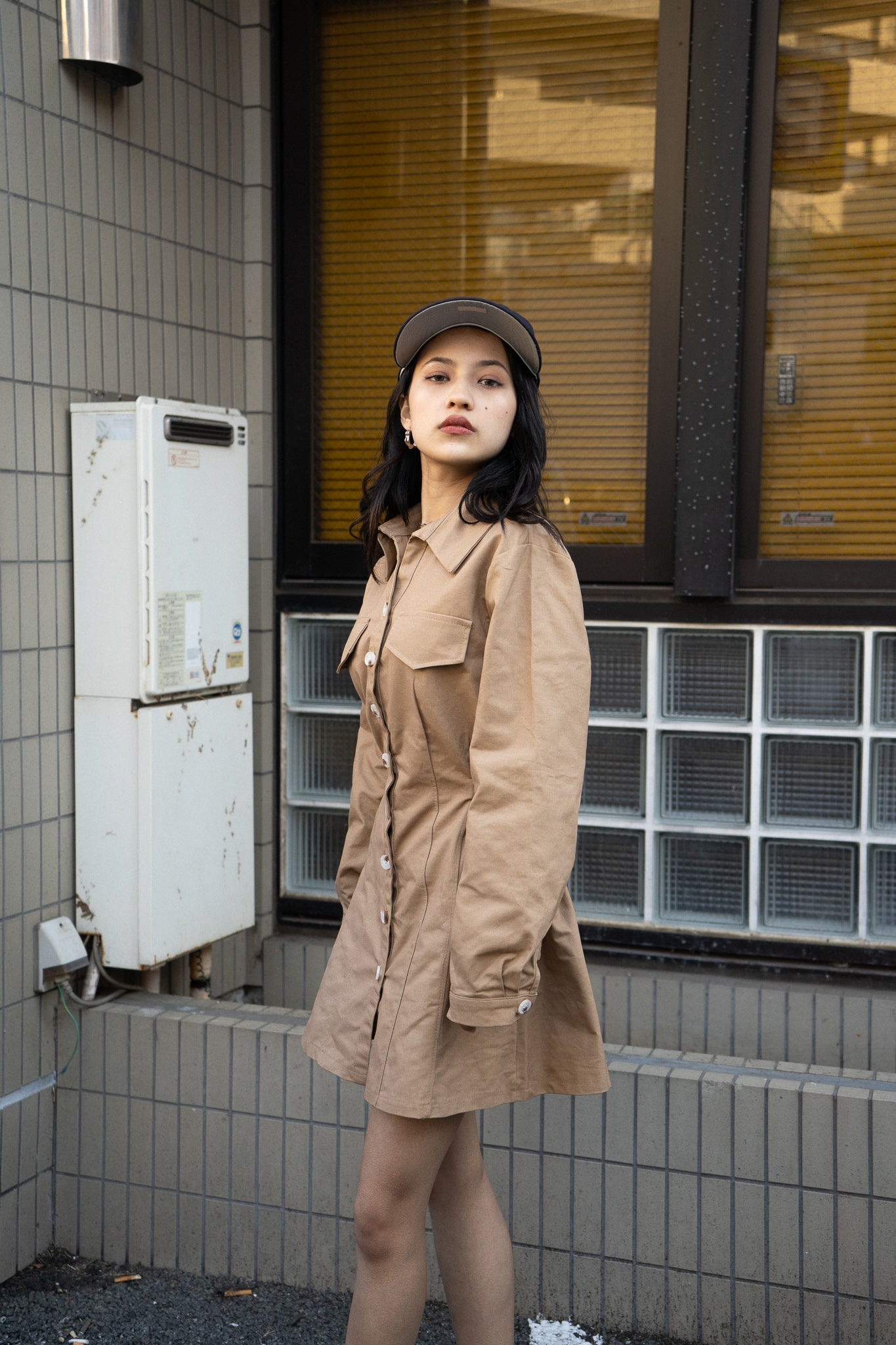 カーキシャツワンピース DAA03748