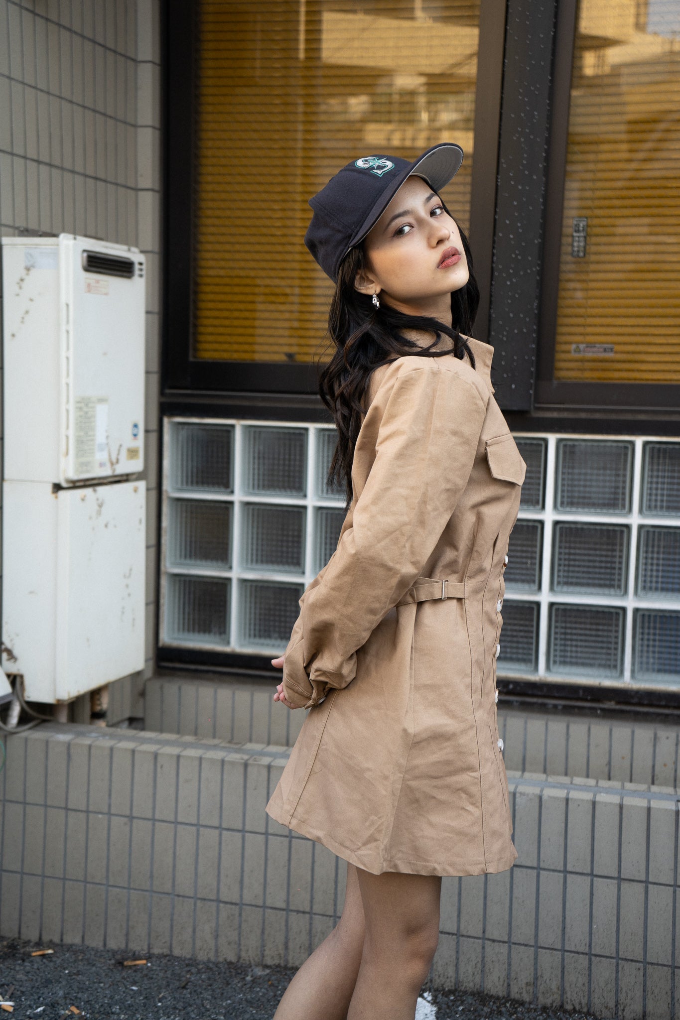 カーキシャツワンピース DAA03748