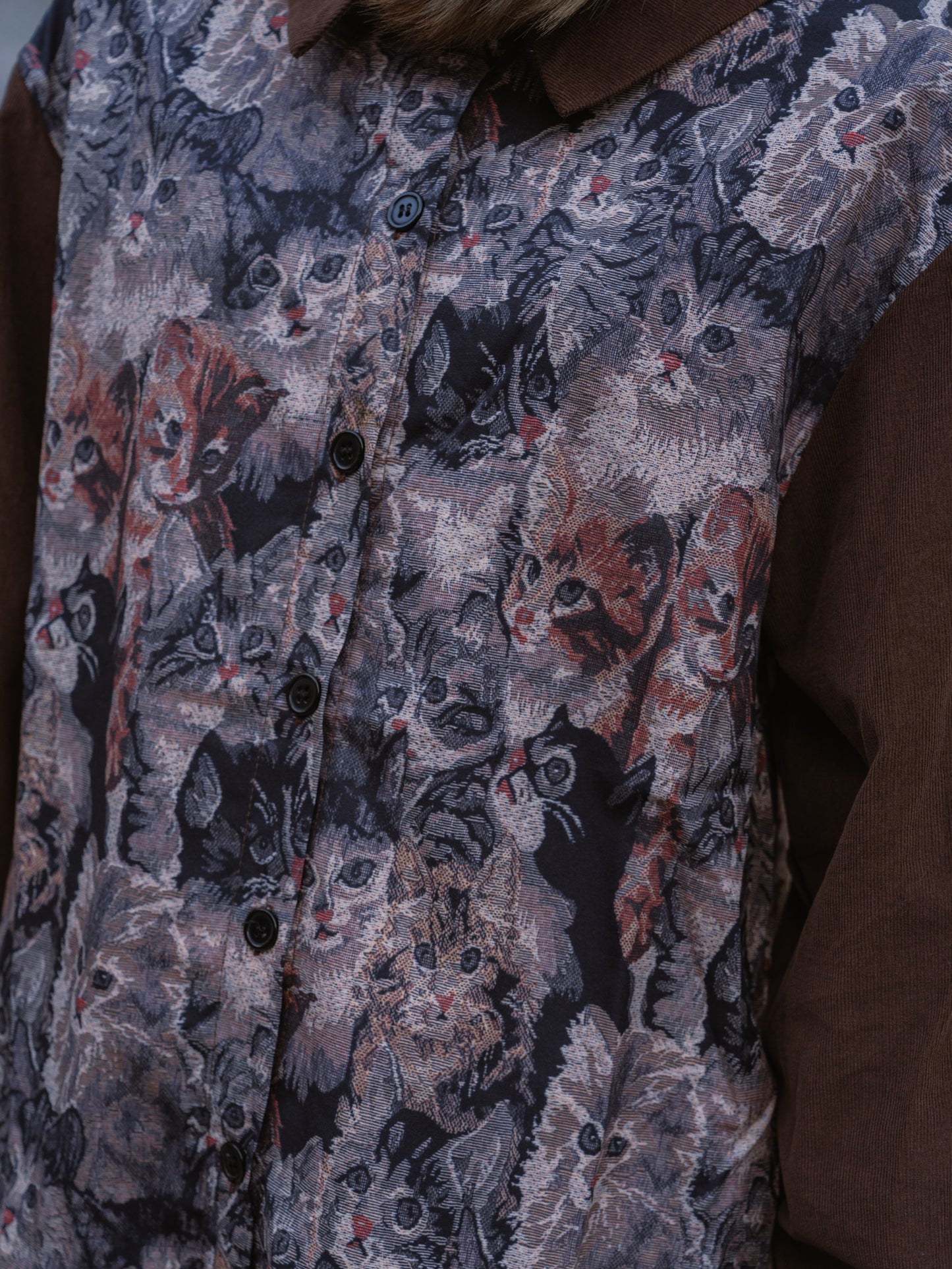 キャットデザインコーデュロイシャツ CPA14053