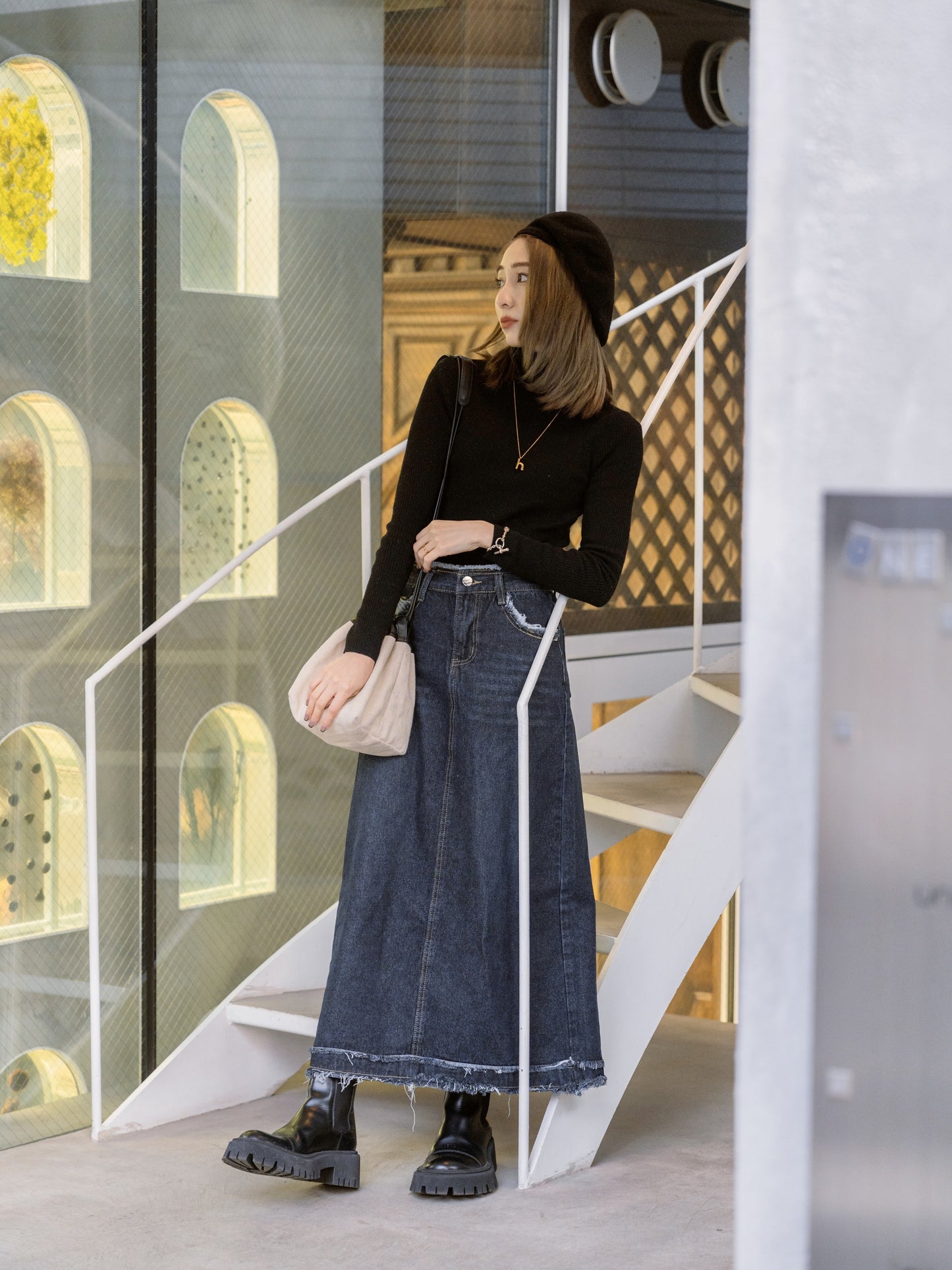 フリンジデザインデニムスカート CPA14039