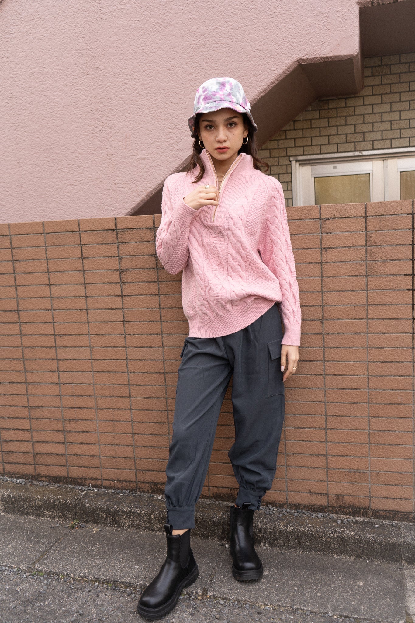 デザインハーフジップニット DAA03848