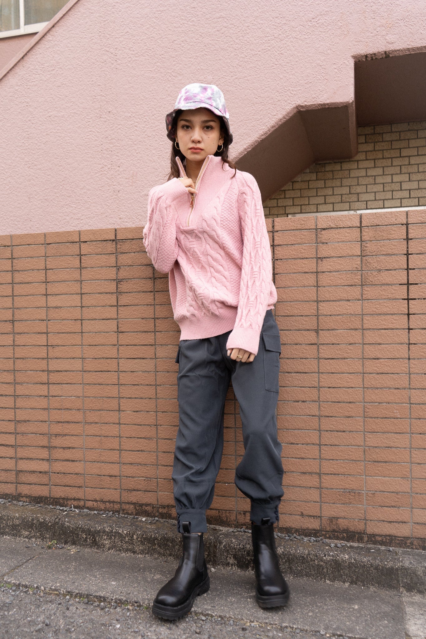 デザインハーフジップニット DAA03848