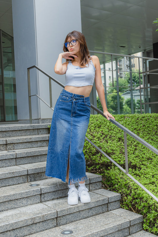 アシンメトリースリッドデニムスカート DPB11011