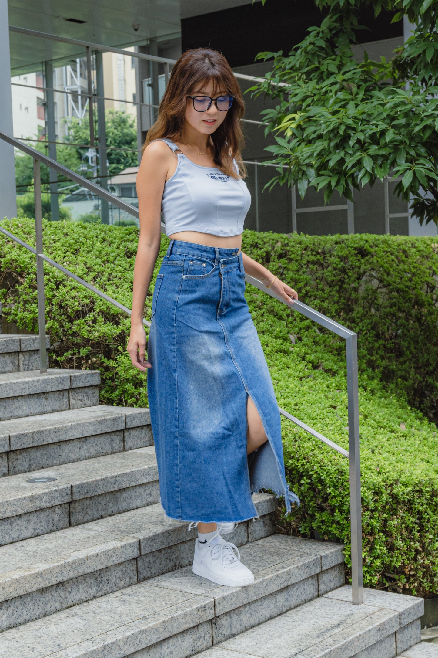 アシンメトリースリッドデニムスカート DPB11011