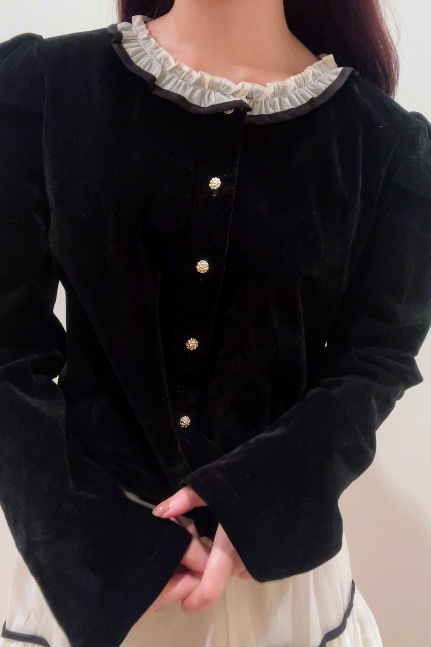 フリルカラーベロアトップス CPA03039