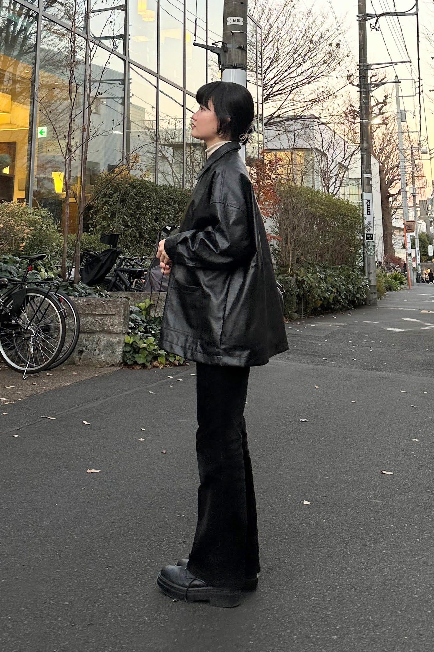 ブラックカジュアルレザージャケット DPA43149