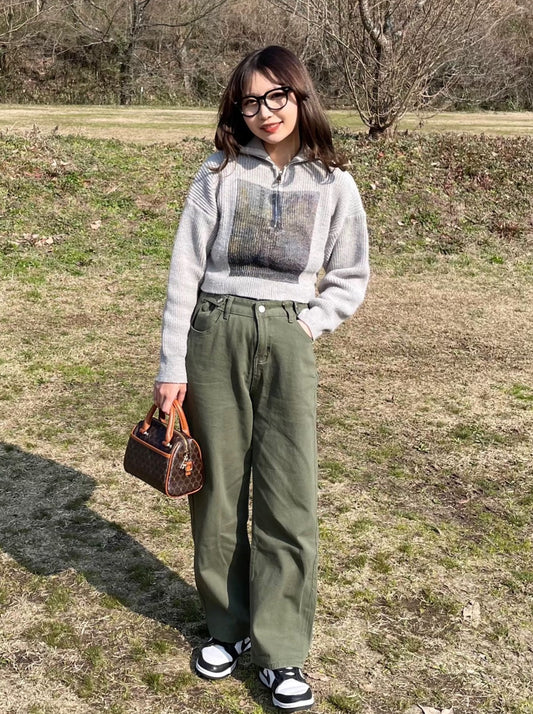 カーキストレートデニムパンツ DPA61188