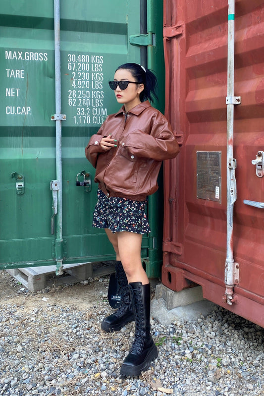 ジップレースアップレザーブーツ DPA14040