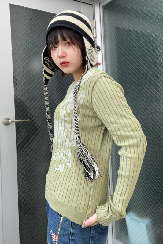 ハートプリントリブニット DPA20004