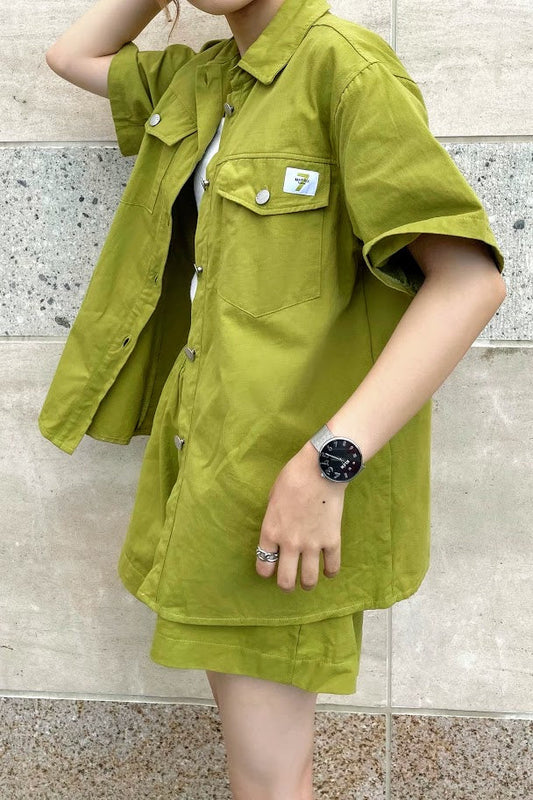 オリーブカラーカジュアルシャツ DPA61042