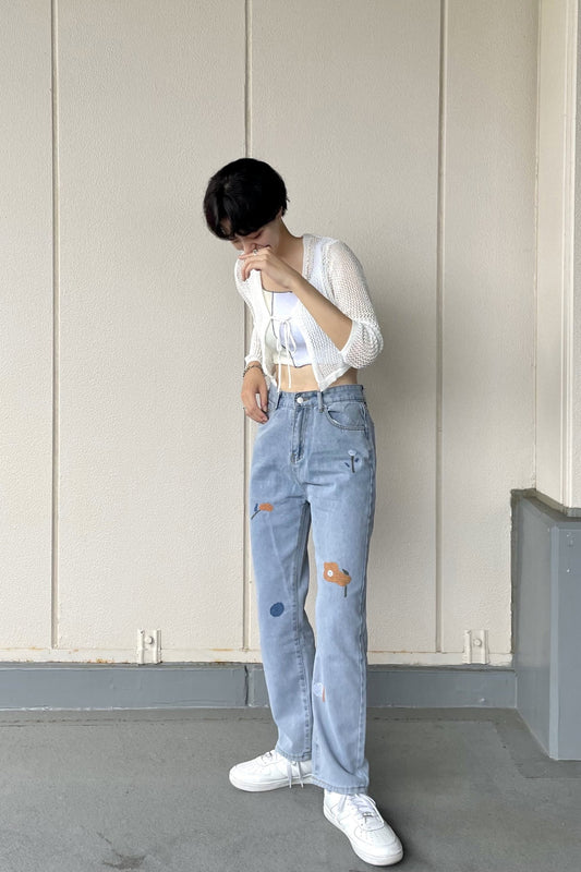 フラワー刺繍デニム DPA96001