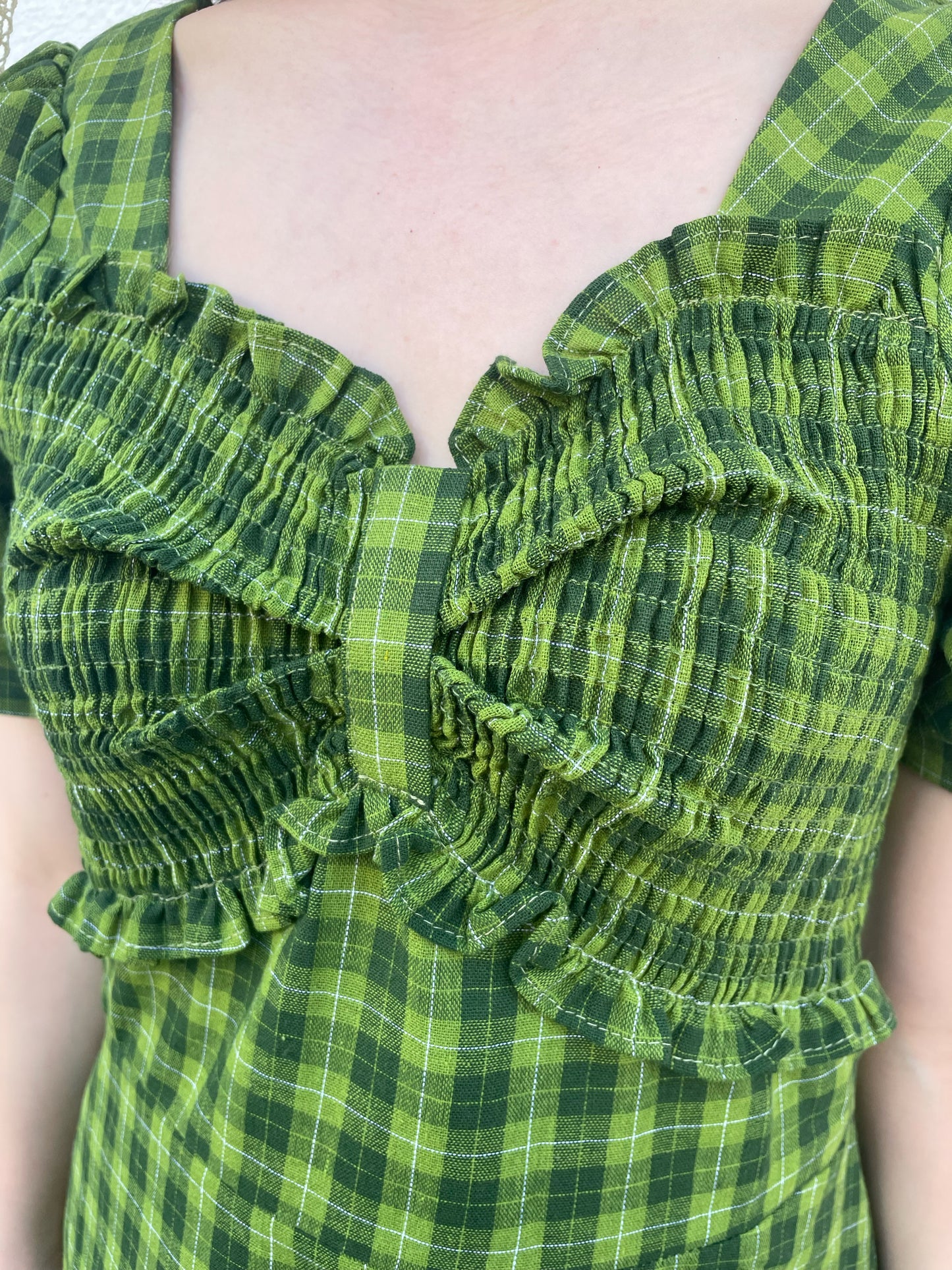 グリーンチェックロングワンピース DPA43181