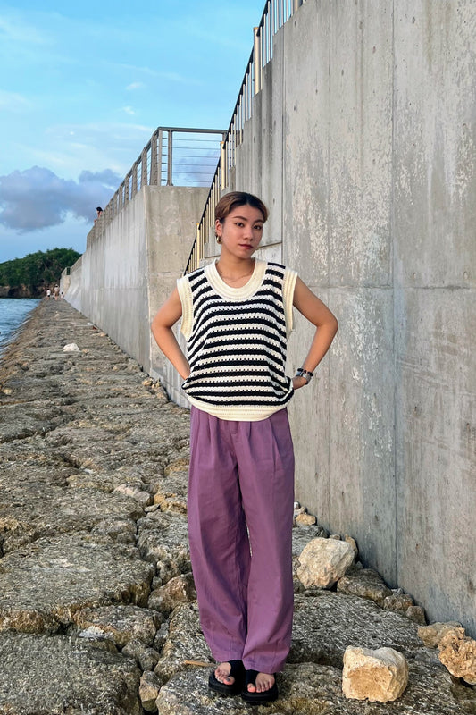 ボーダーノースリーブトップス DPA39070