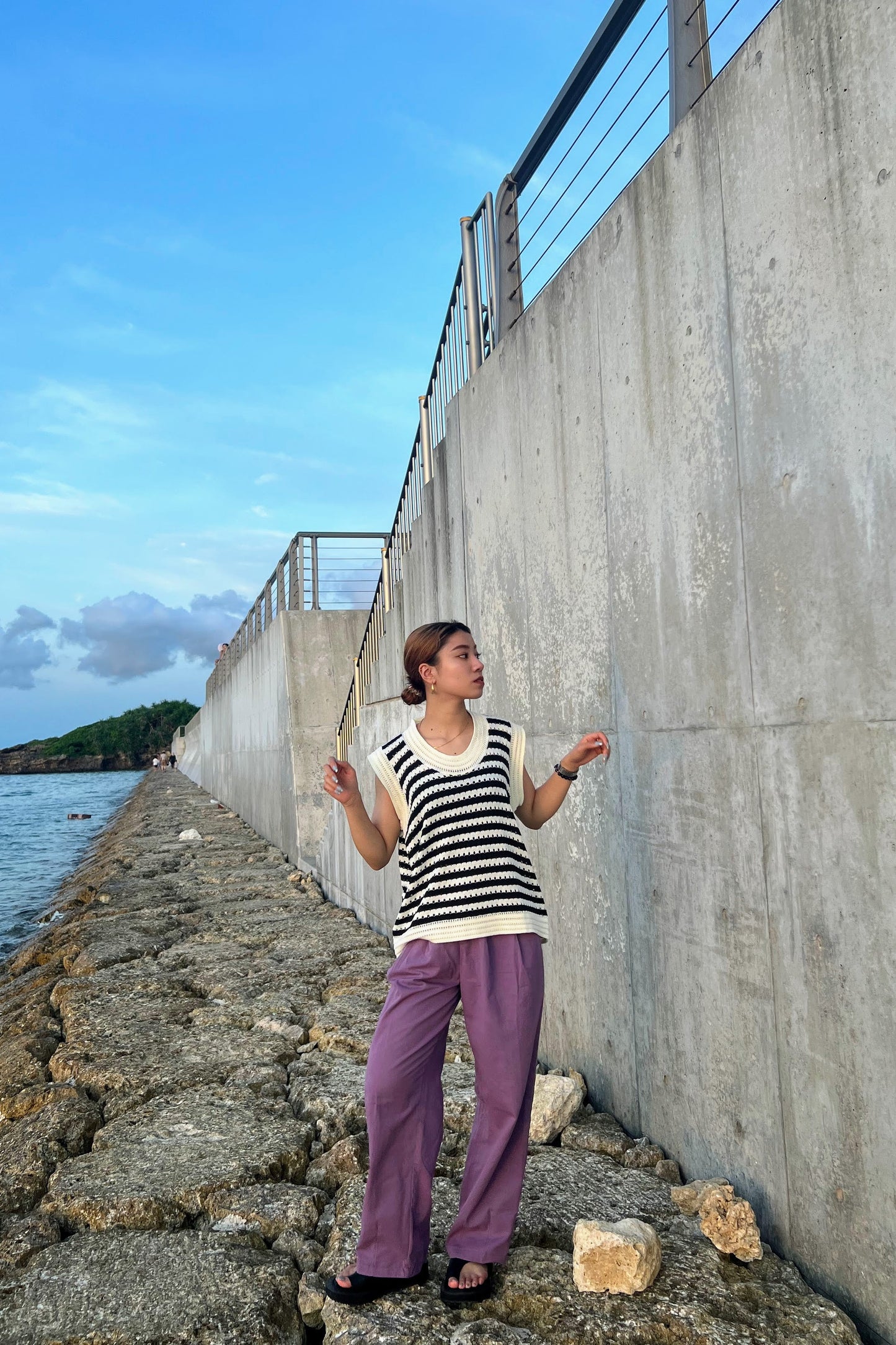 ボーダーノースリーブトップス DPA39070