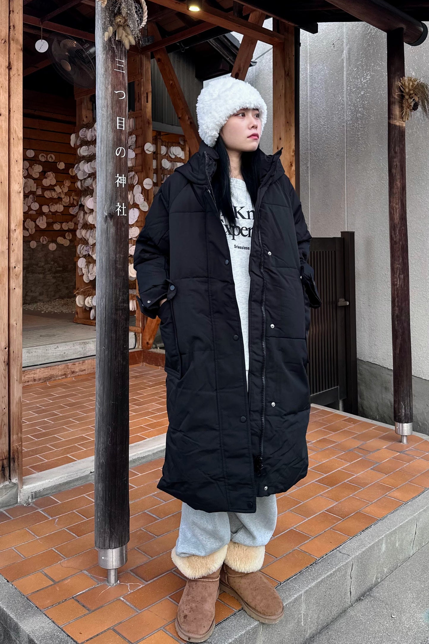 ブラックロングコート DPB43035