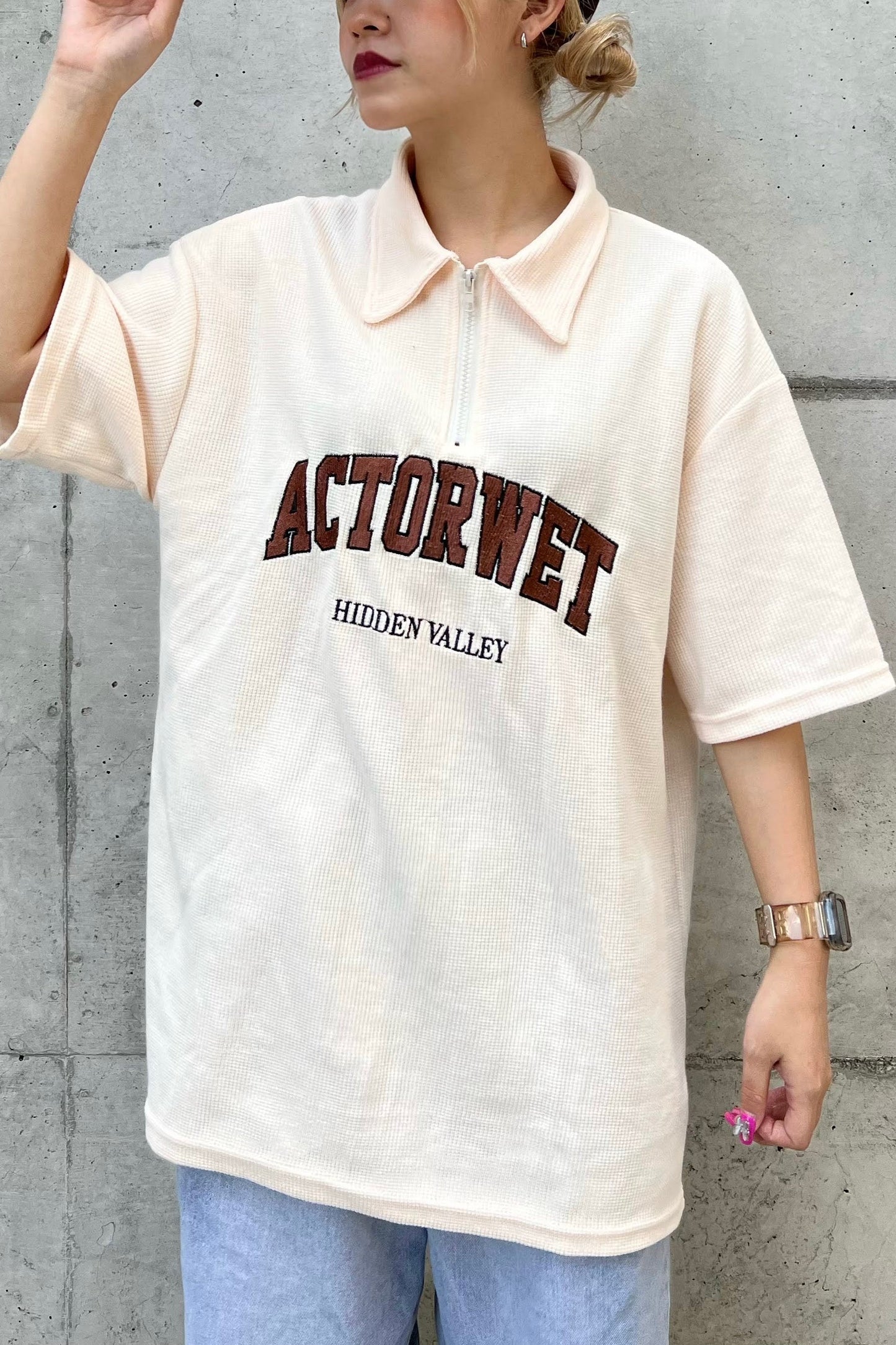 ハーフジップコントラストカラーTシャツ DPA66005