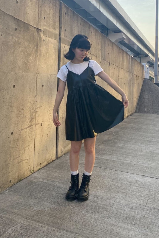 ブラックレザーワンピ DPA43036