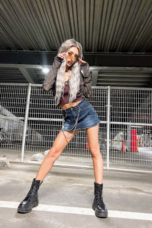 チェーン付デニムスカート DPB10007