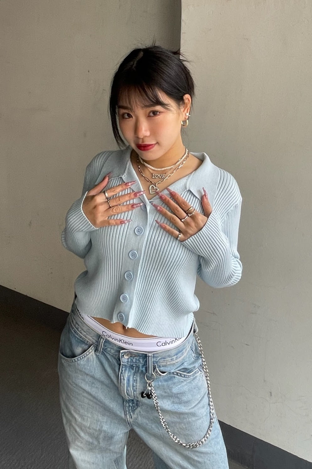 ニットボタンカーディガン DPA34001