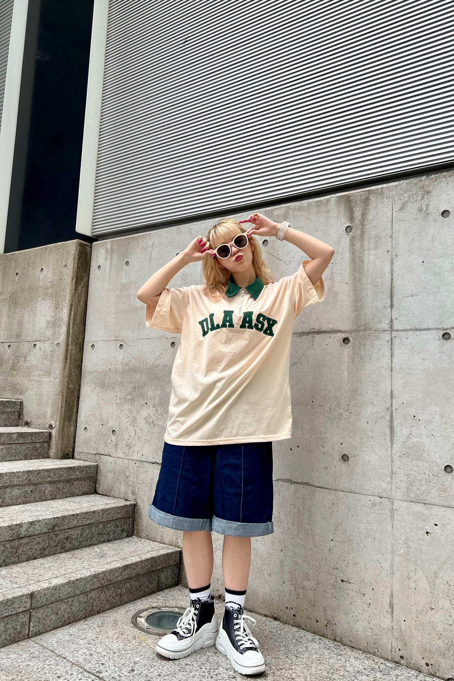 襟付きハーフジップTシャツ DPA66003