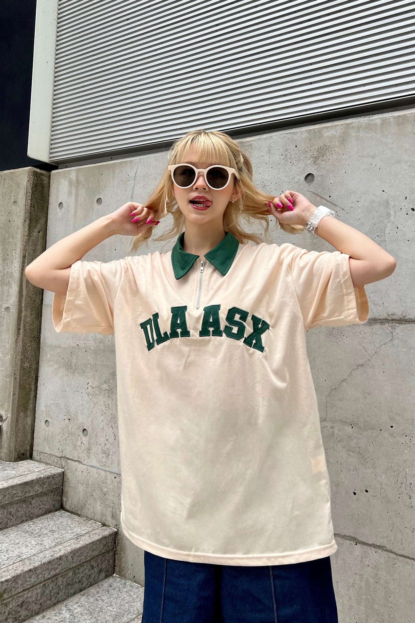 襟付きハーフジップTシャツ DPA66003