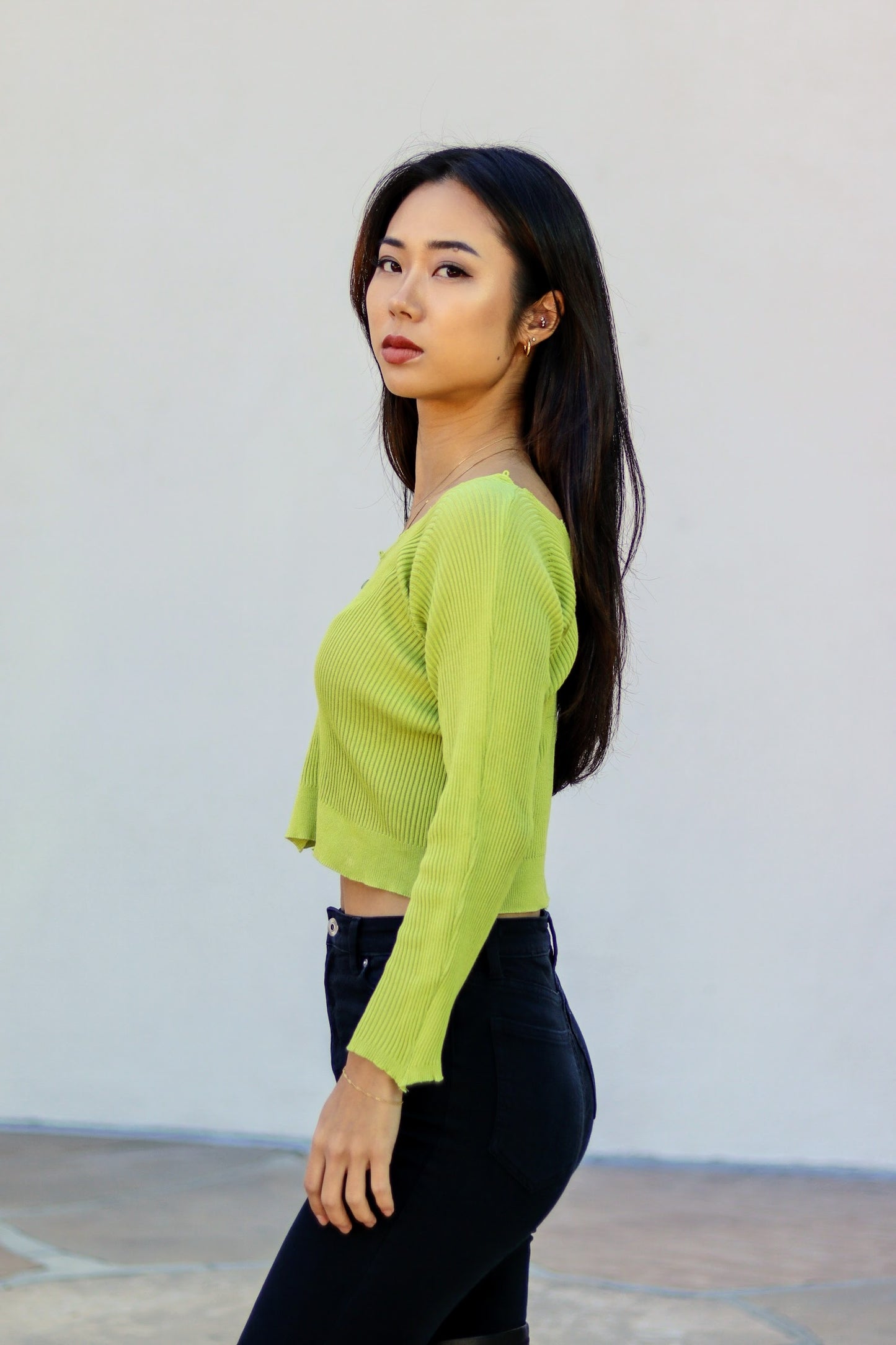 グリーンショートカーディガン DPA94054