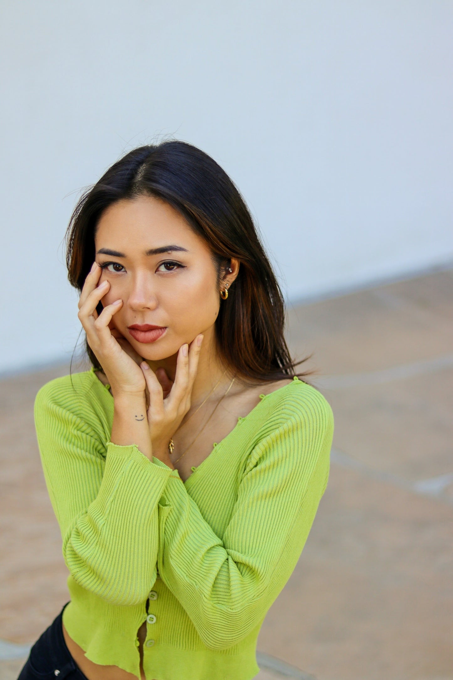 グリーンショートカーディガン DPA94054