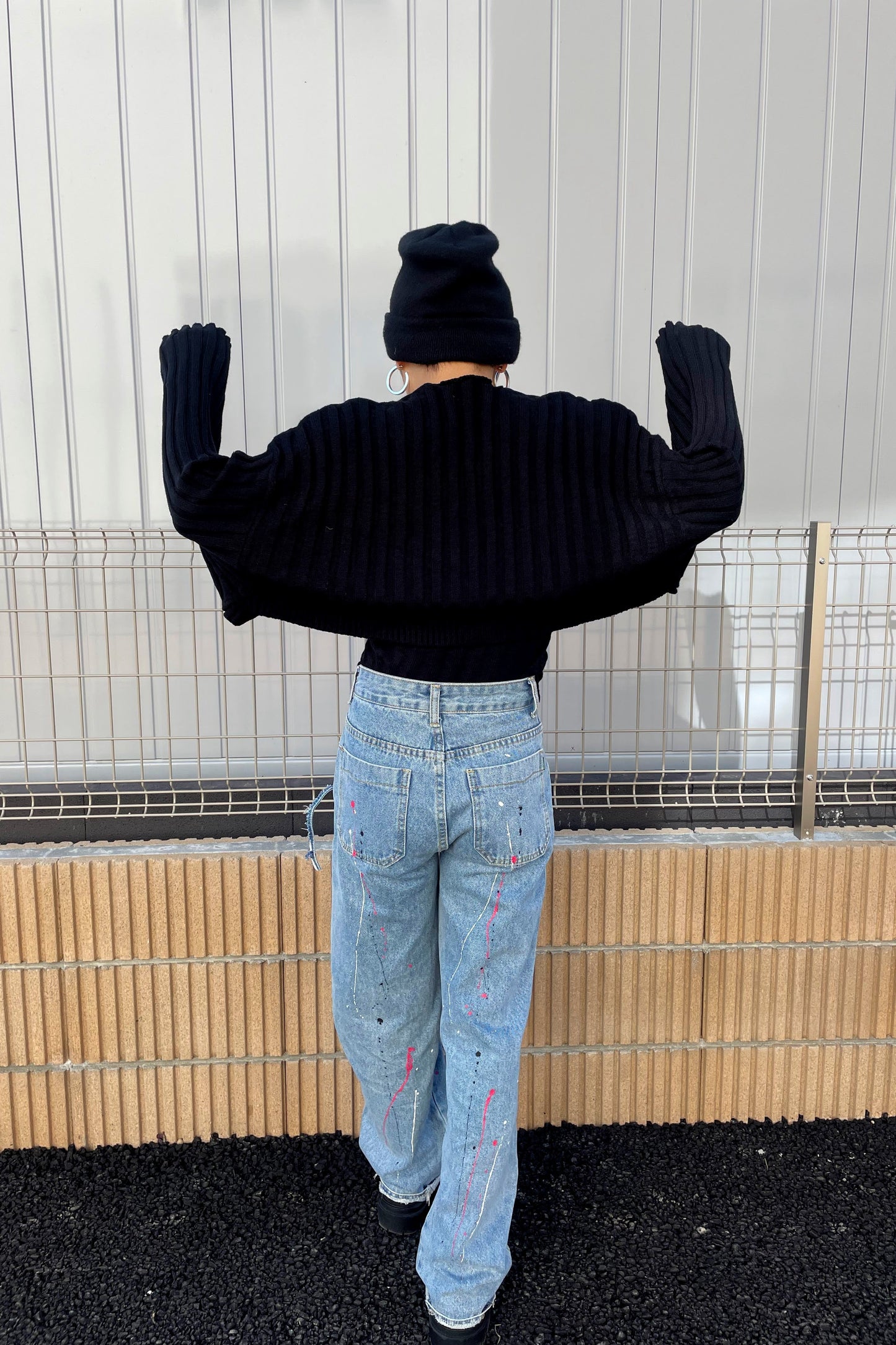 ブラックニットカーディガンセット DPA03073