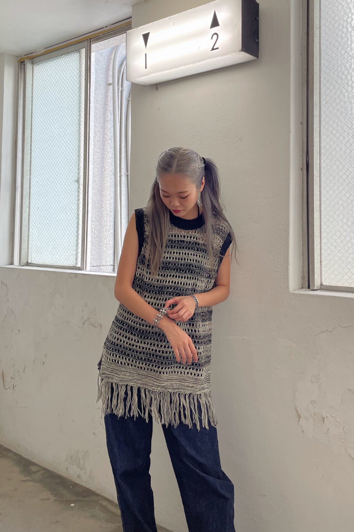 フリンジボーダータンクトップ DPA33070