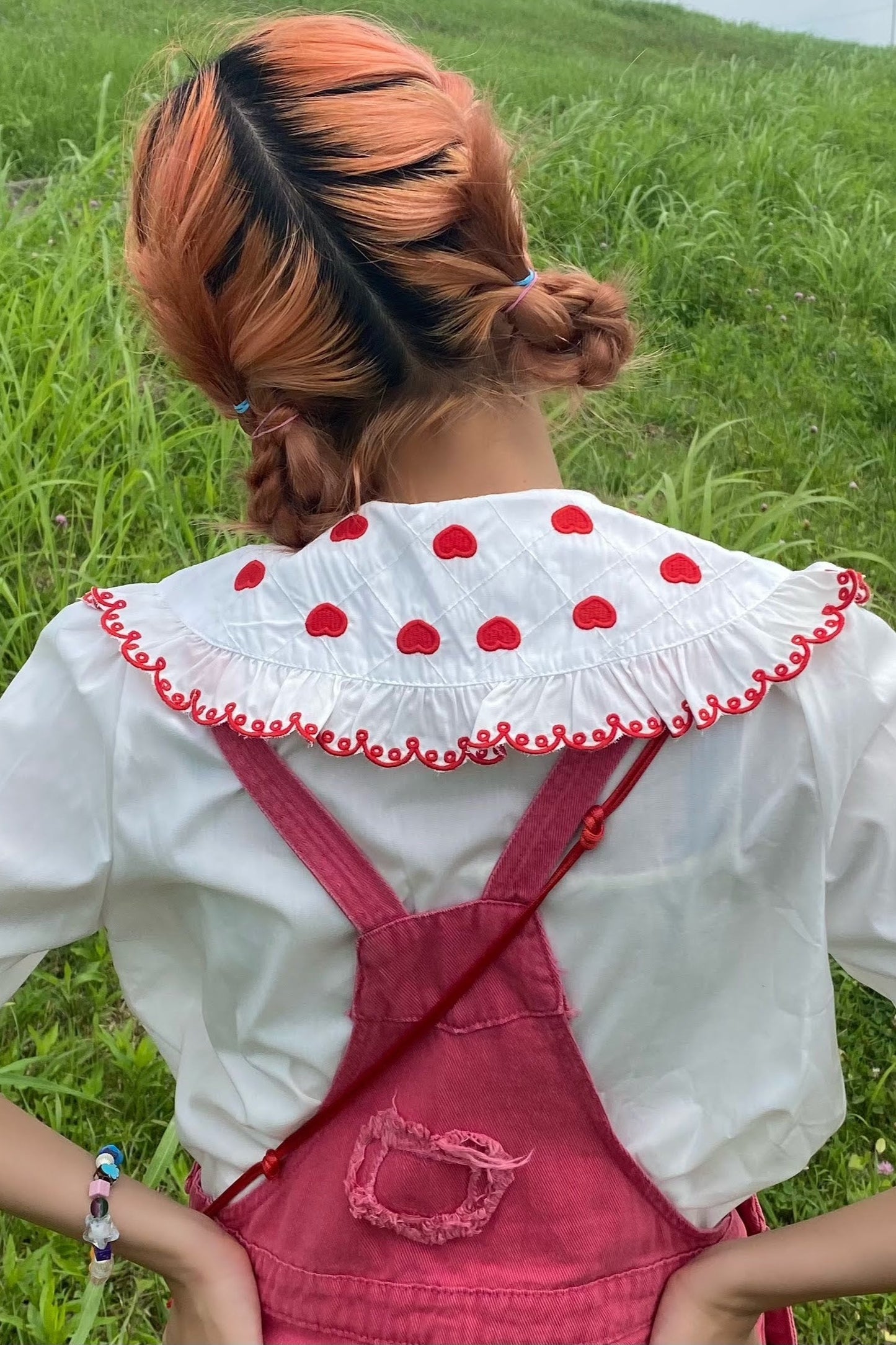ハート刺繍フリルブラウス DPA99007