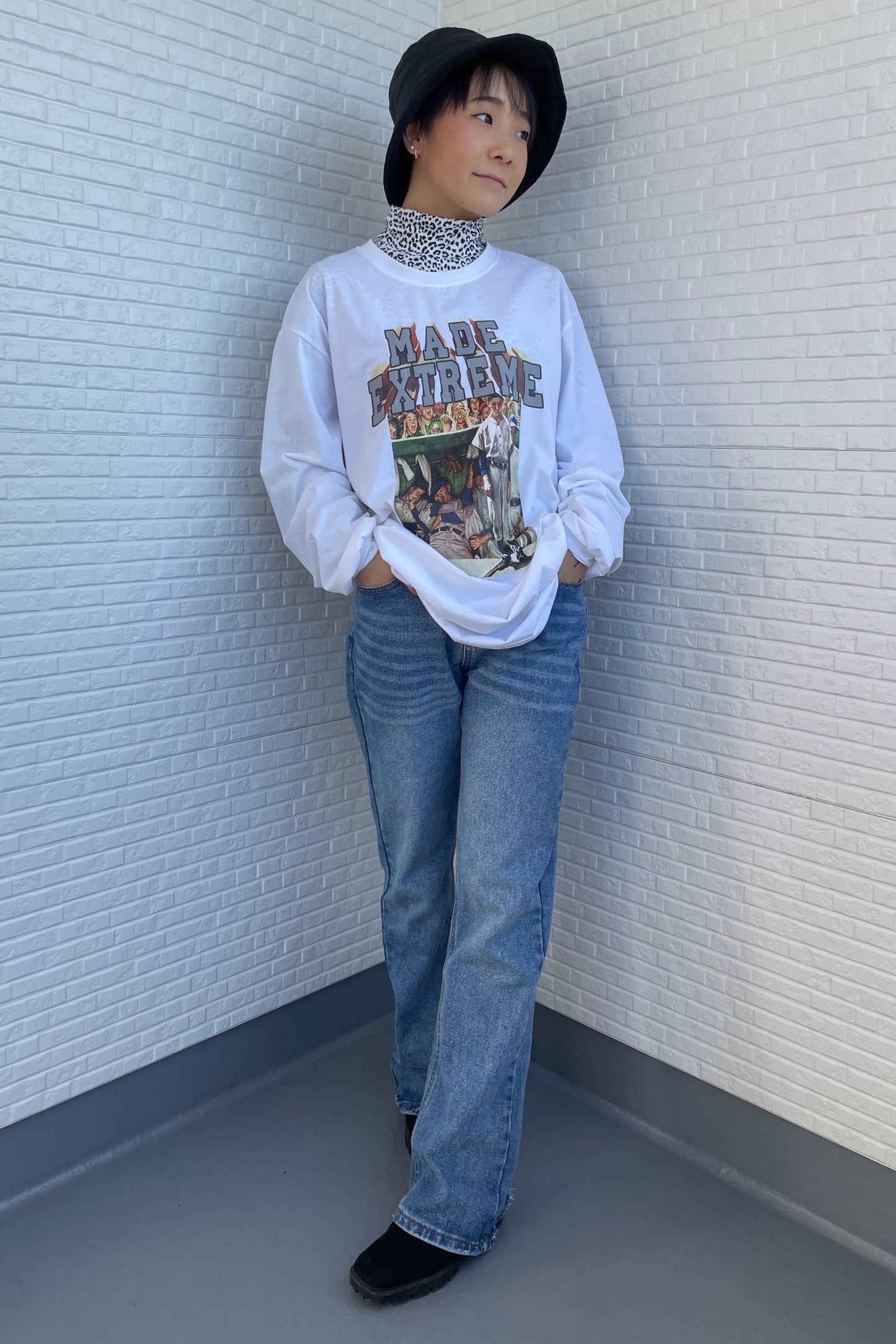 オーバーサイズレトロプリントTシャツ DPA03122