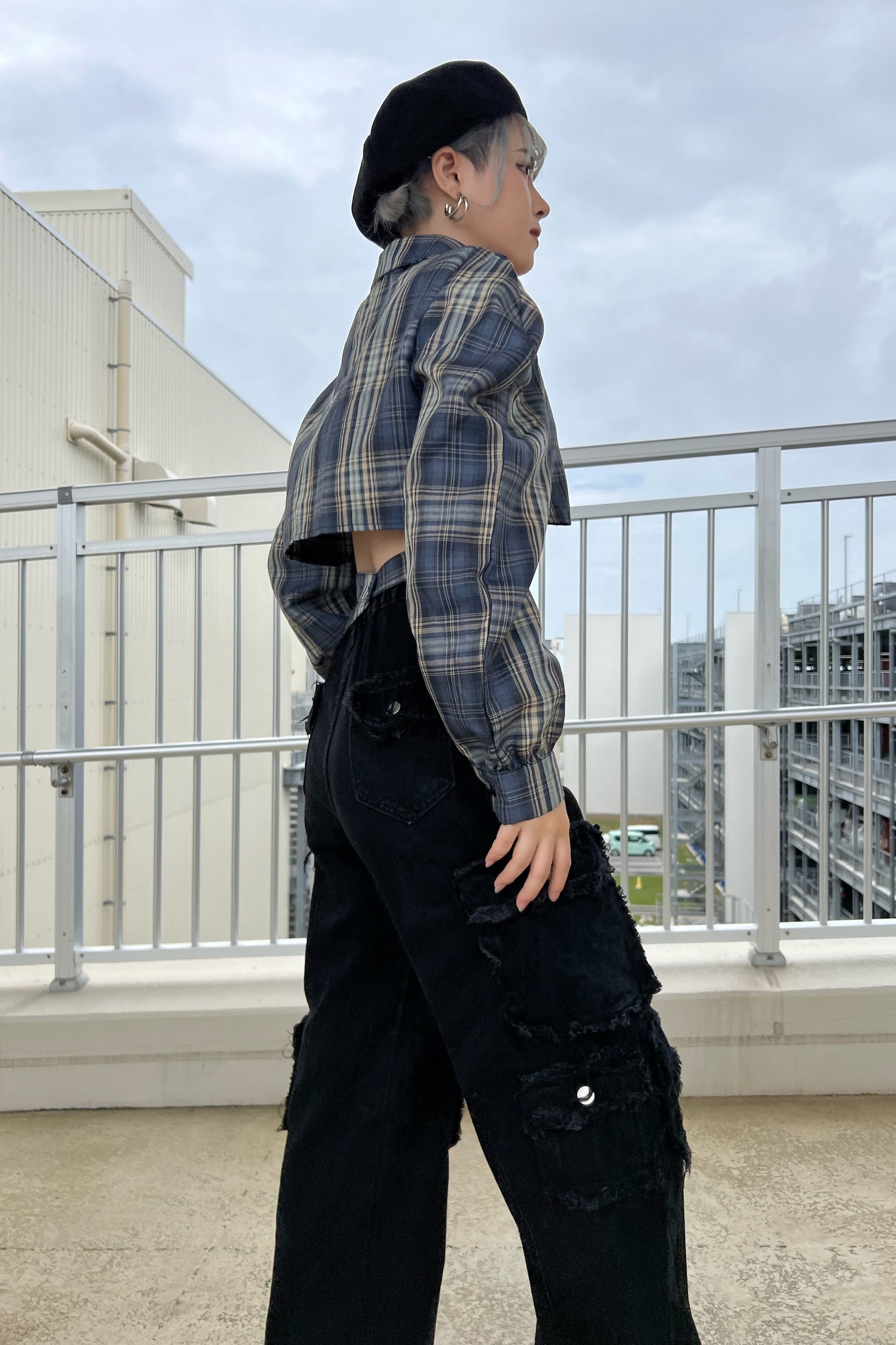 チェックシャツショートパンツセットアップ DPA89038