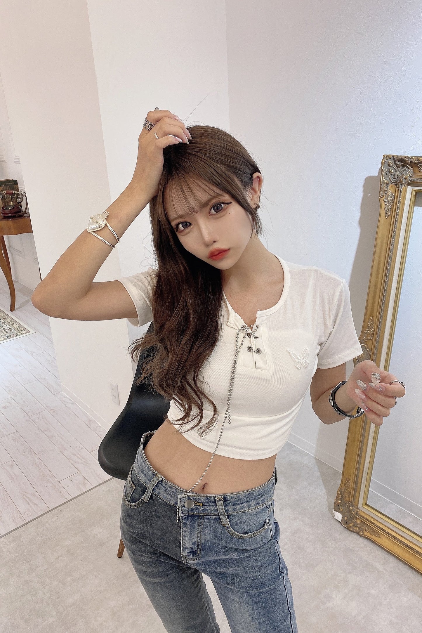 編み上げチェーンチビTシャツ DPA64020