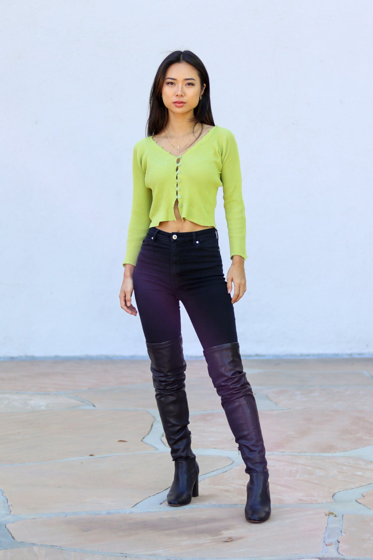 グリーンショートカーディガン DPA94054