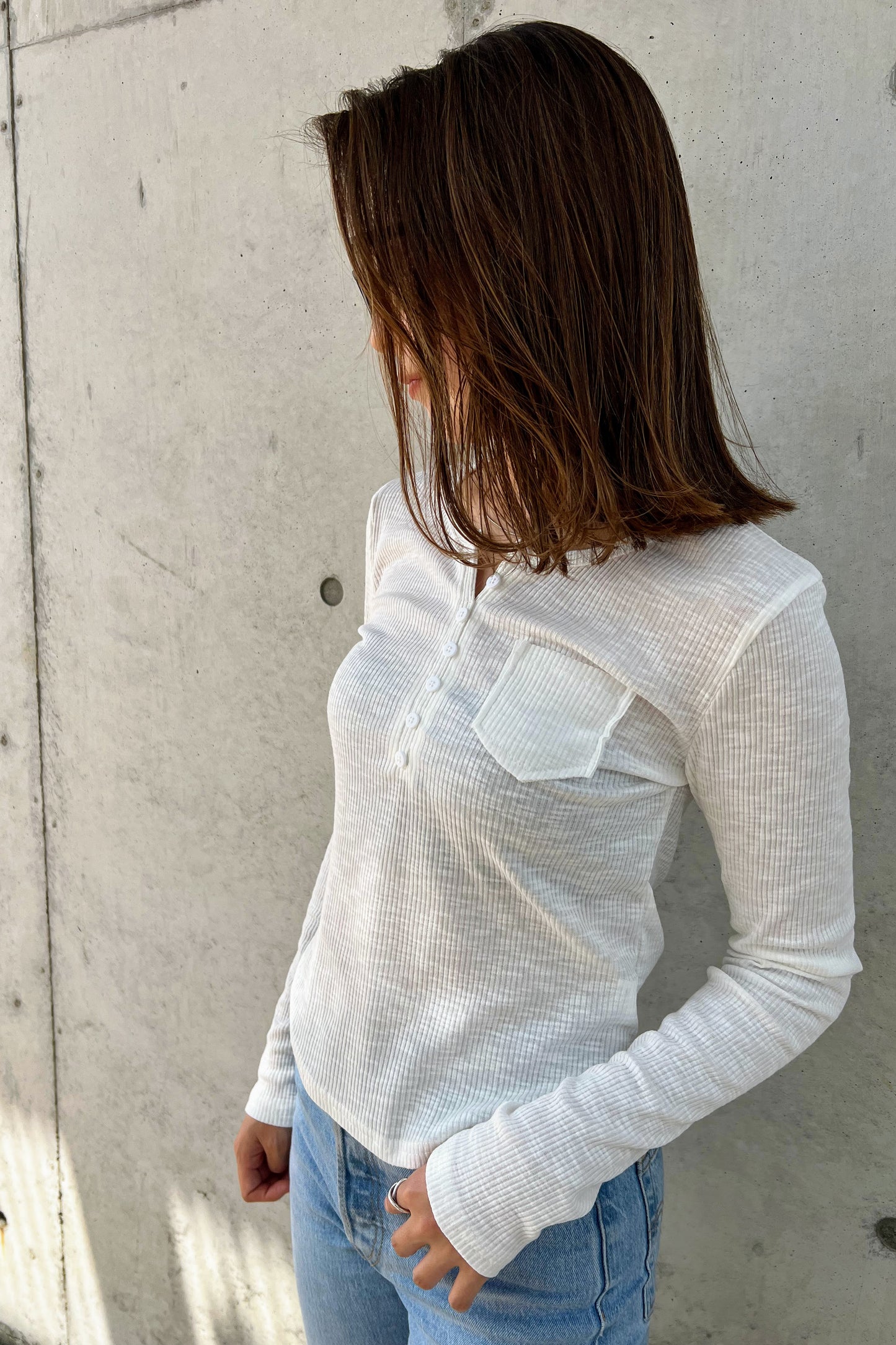 シンプルボタンリブTシャツ DPA30127