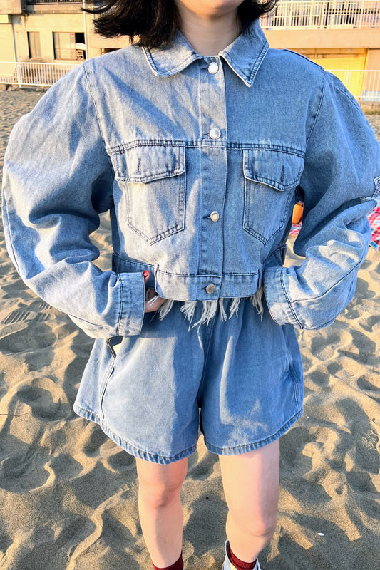 ダメージショートデニムジャケット DPA43119