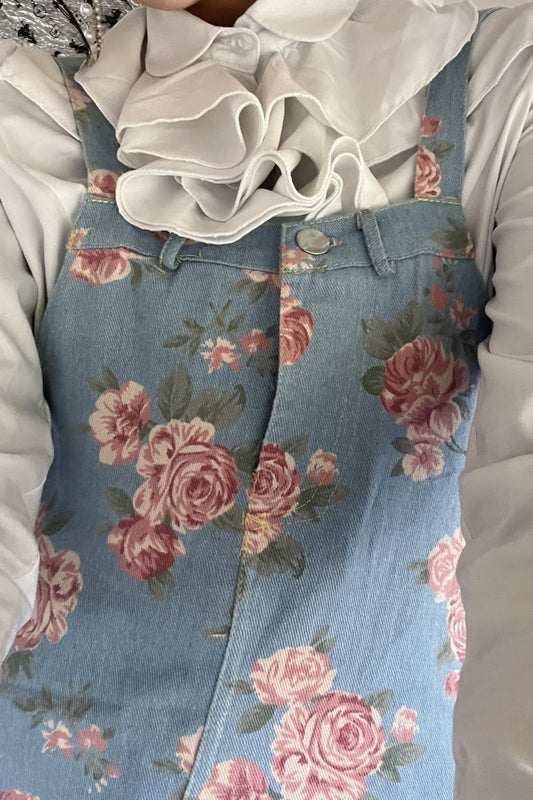 フラワーデニムサスペンダーワンピース DPA51008