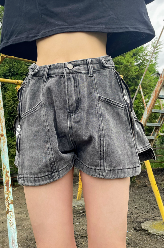 サイドファスナーデニムショートパンツ DPB01017