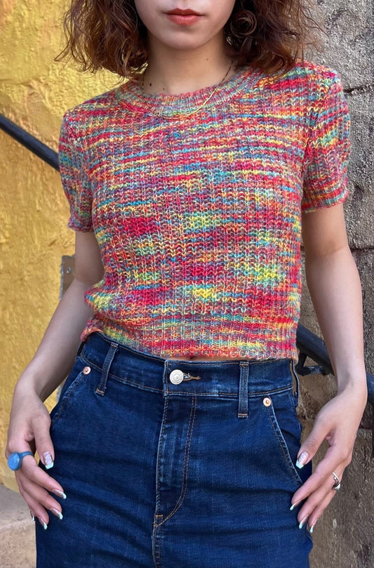 ミックスカラークロップドニットトップ DPA39002