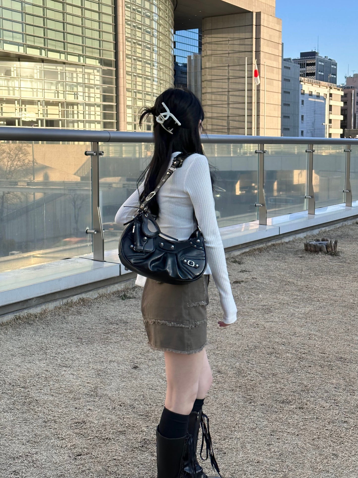 カーキダメージデニムスカート DPB43084